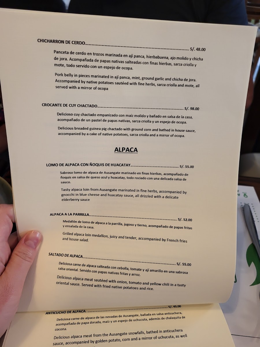 Menu Tunawa Andean Fusion. ''second Floor''-3