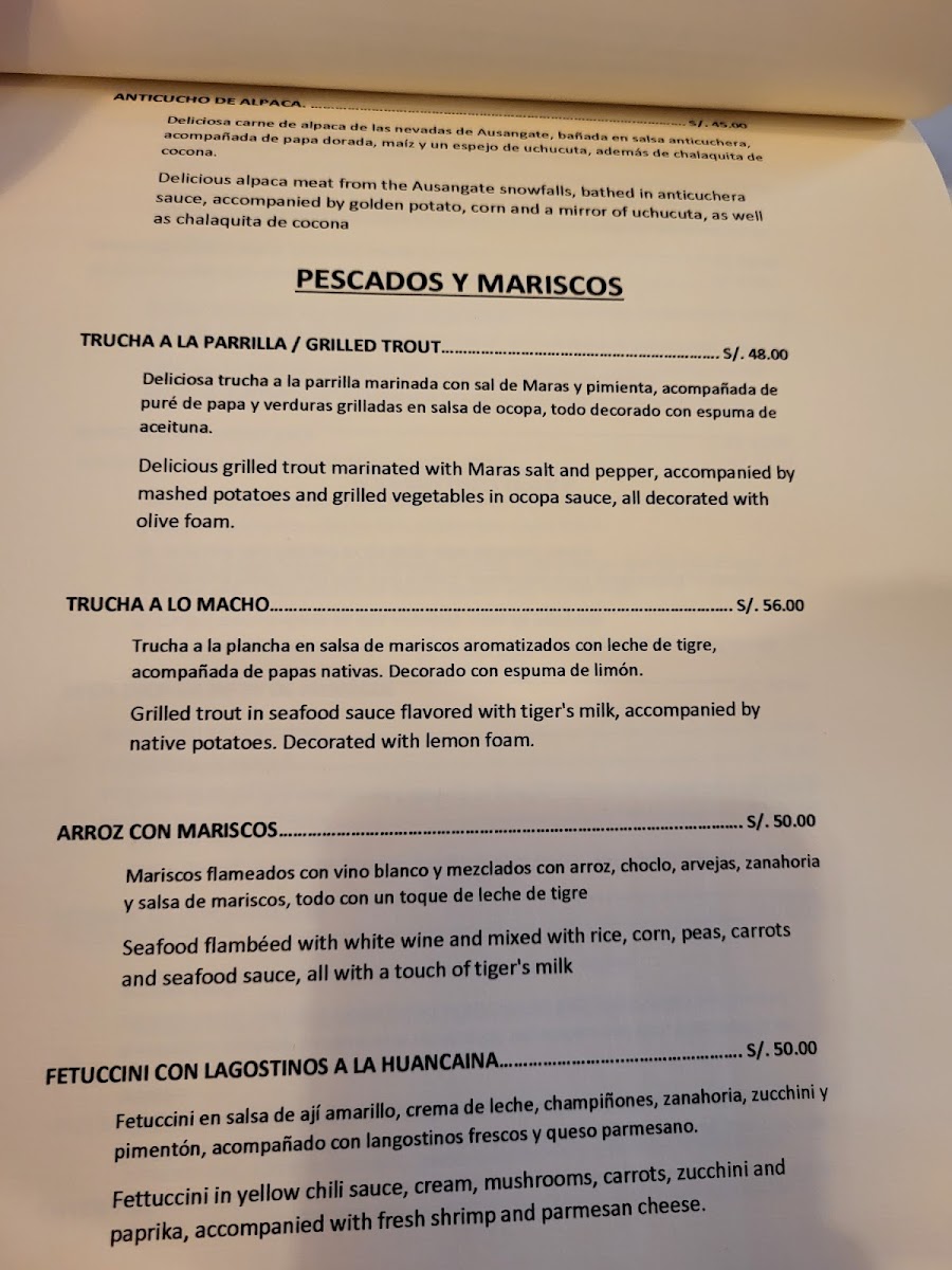 Menu Tunawa Andean Fusion. ''second Floor''-7