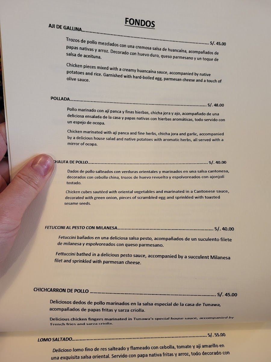 Menu Tunawa Andean Fusion. ''second Floor''-8